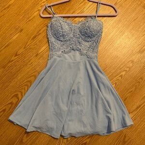 BLUE LACE MINI DRESS SMALL
